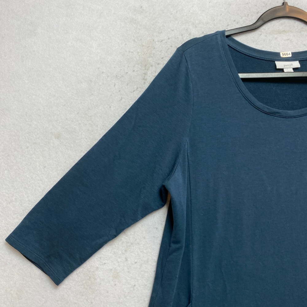 Pure Jill J. Jill Tunic Dress Women Large Blue French Terry 3/4 Sleeve Pocket - Picture 5 of 10